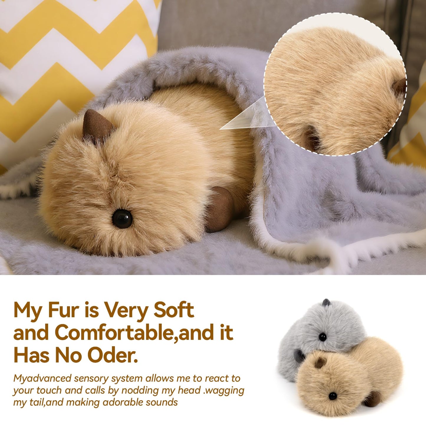 cupboo Sleep Aid Interactive AI Plush Companion Pet-Privacy-Safe Smart Emotional Support Robot Pet, Anxiety Relief Comfort for Kids,Teens,Adults, Seniors| Ideal Gift-Khaki