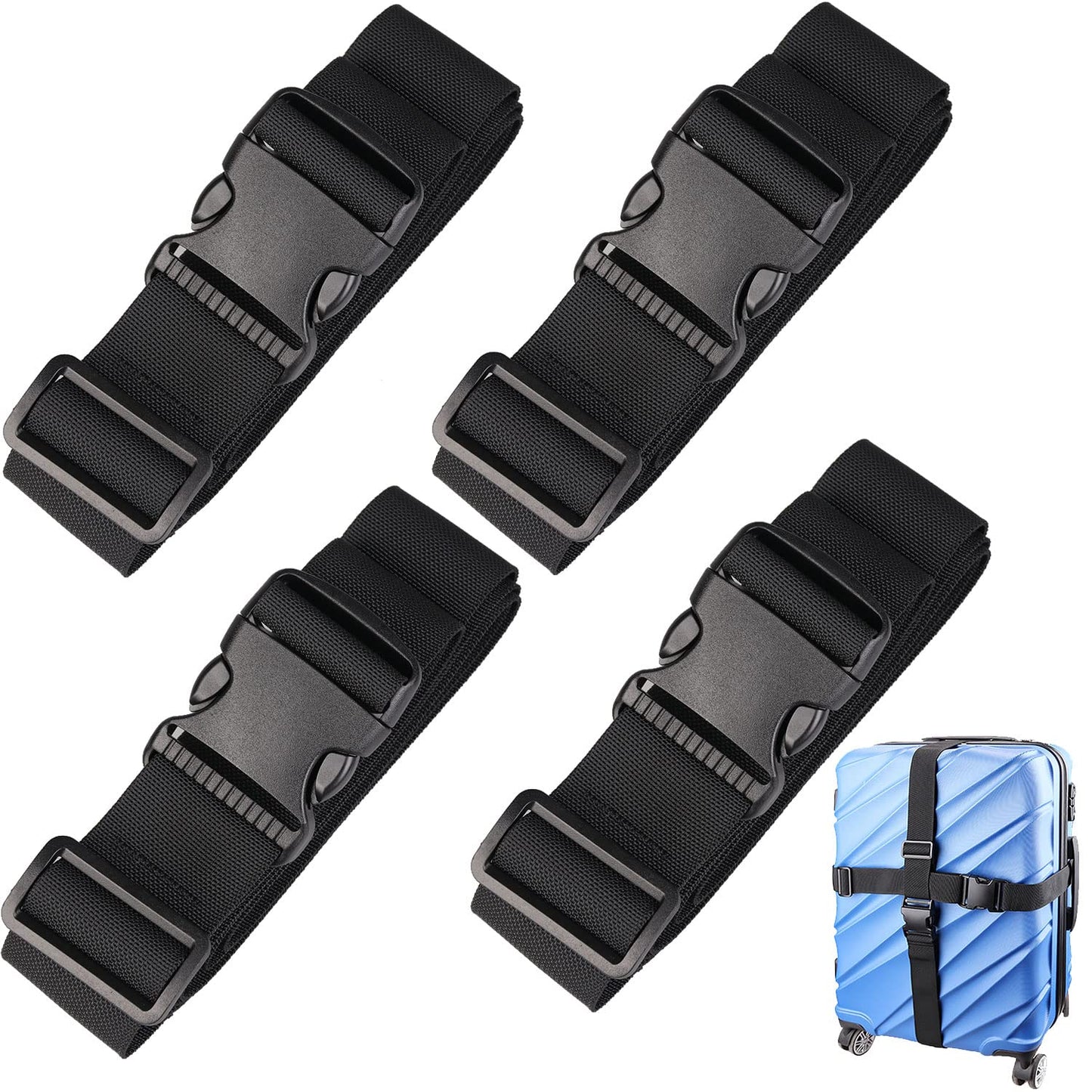 MAGARROW 1.5-Inch Luggage Straps Buckle Packing Strap Adjustable Belts Suitcase Secure Accessory for Travel (Black, 1.5'' x 78")"