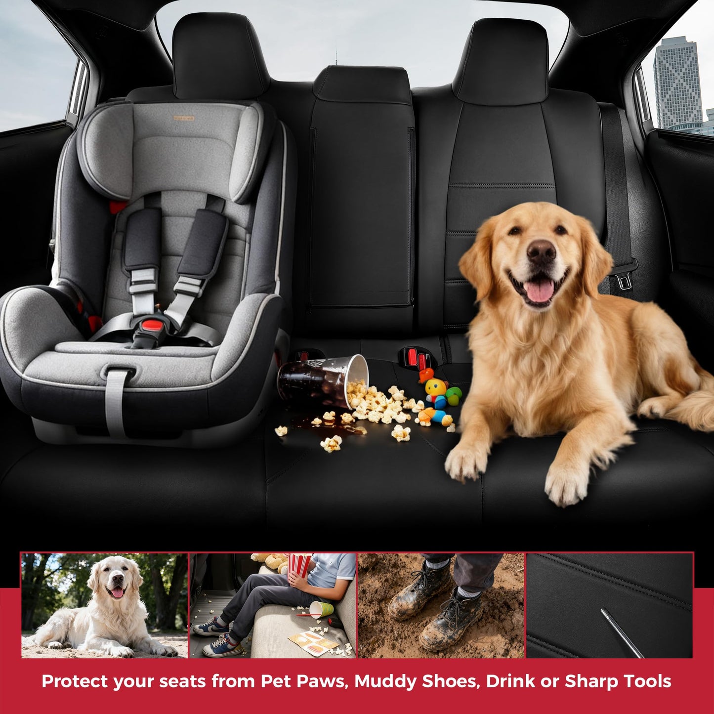 FREESOO for Toyota Corolla Seat Covers 2020-2026 SE/SE Apex Nightshade & 2023-2025 XSE & 2025 FX, Custom Car Seat Covers, Waterproof Seat Covers for Cars, Leather Car Seat Cover, Black Full Set