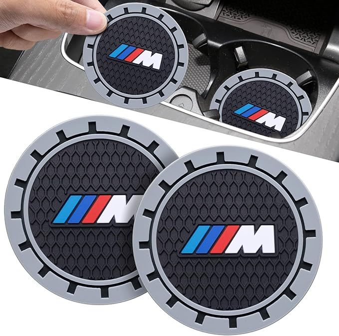Car Cup Coaster, 2PCS Universal Non-Slip Cup Holders, Compatible with BMW M Series Car Cup Holder Coastersï¼Car Drink Coaster Holder Accessory, Black
