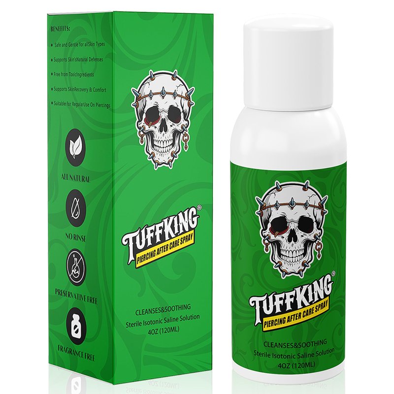 Tuffking 2PCS Piercing Aftercare Spray (4OZ) Advanced 2-in-1 Piercing Aftercare & Cleanser for Piercing Bump Keloid Removal Piercings Bumps Lip Body Nose Rings & Ear Piercing Cleaner