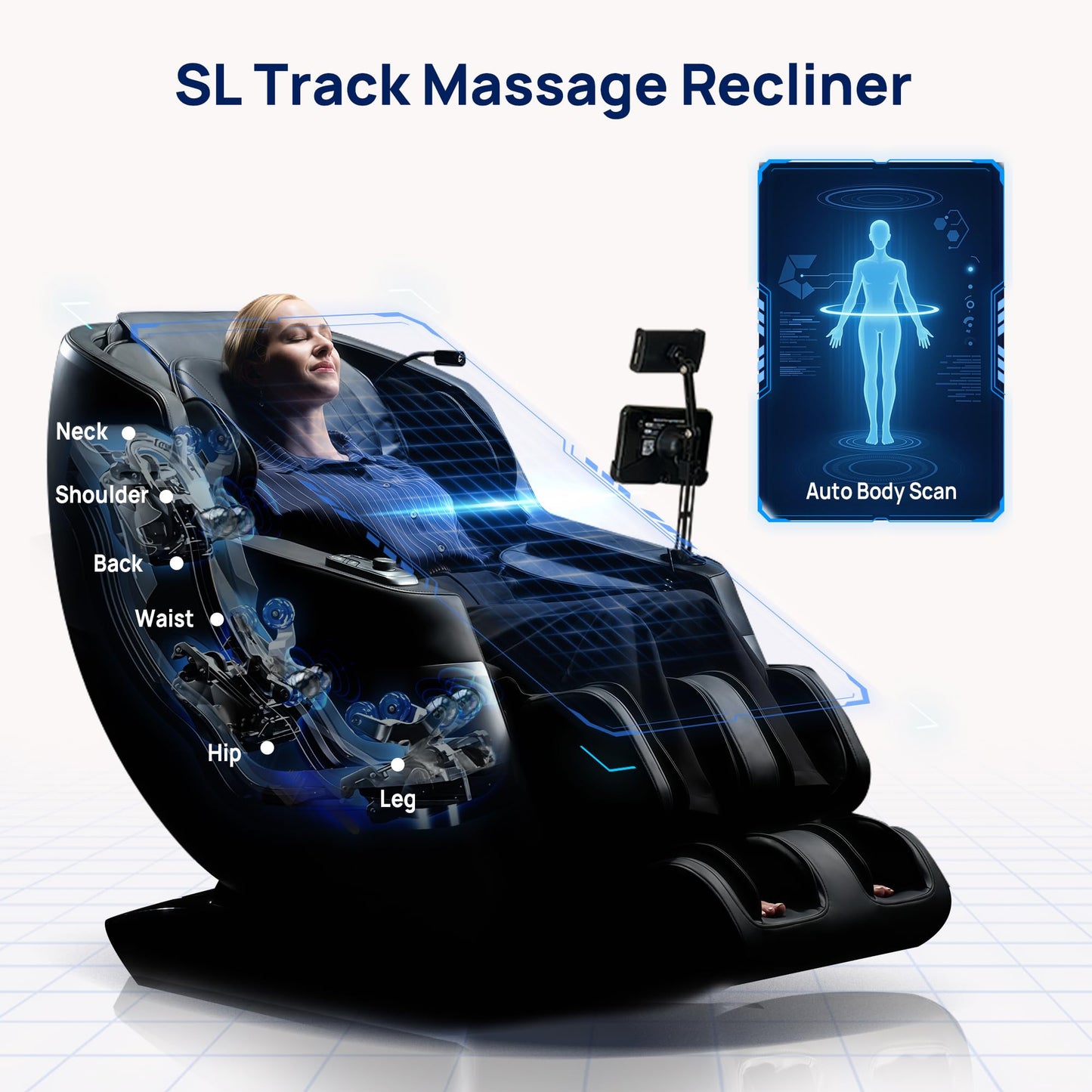 Lifevibe 3D Massage Chair Full Body VibroAcoustic Sonic Wave, SL-Track Zero Gravity Recliner with 25 Auto Modes, Smart Body Scan, Extendable Footrest, Reading Lamp, Black