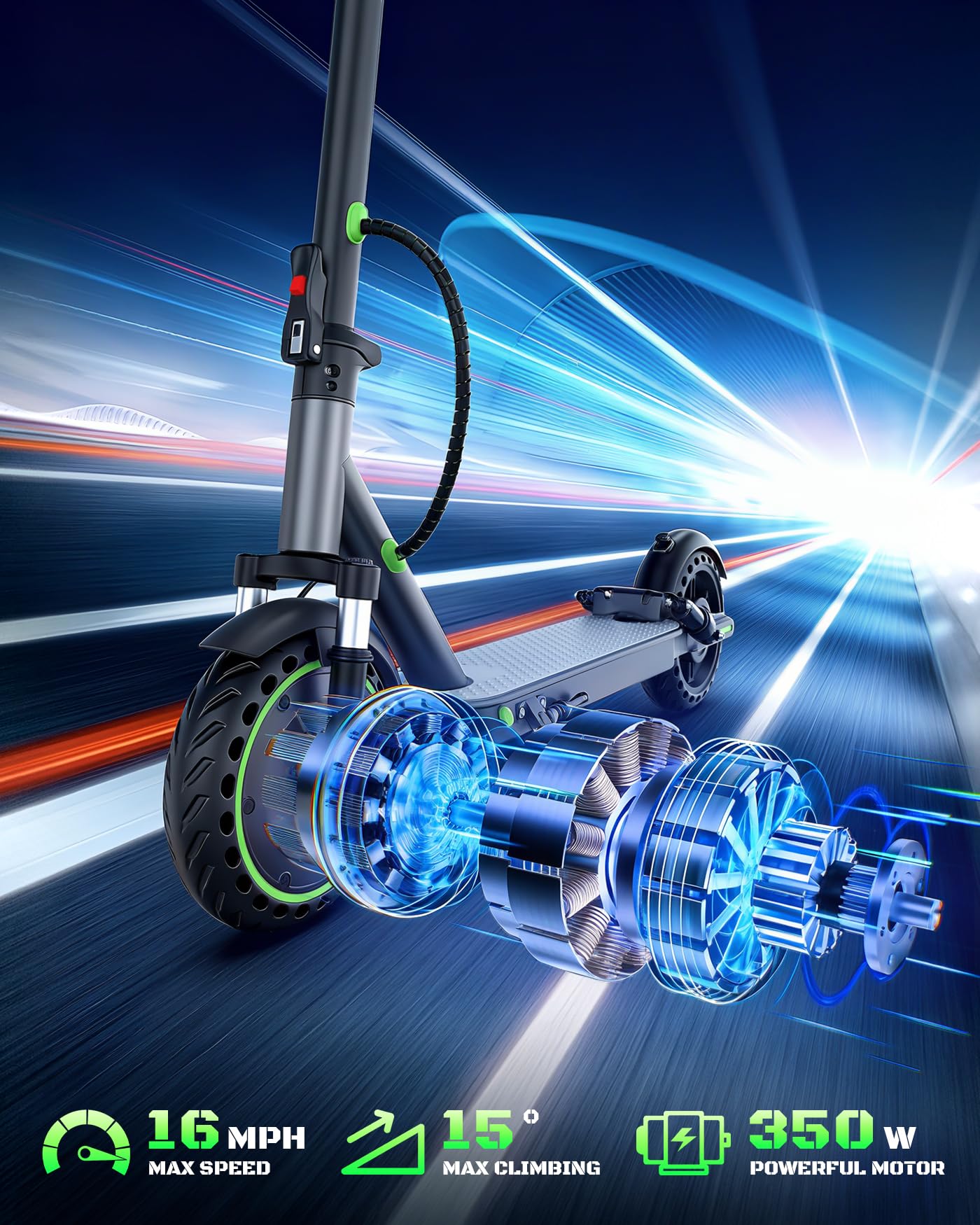 NAVIC Electric Scooter with Dual Suspension, 8.5" Tires, 350W Motor, 19 Mph, Max 18 Miles Range, Foldable E Scooter for Adults with Braking, App Control
