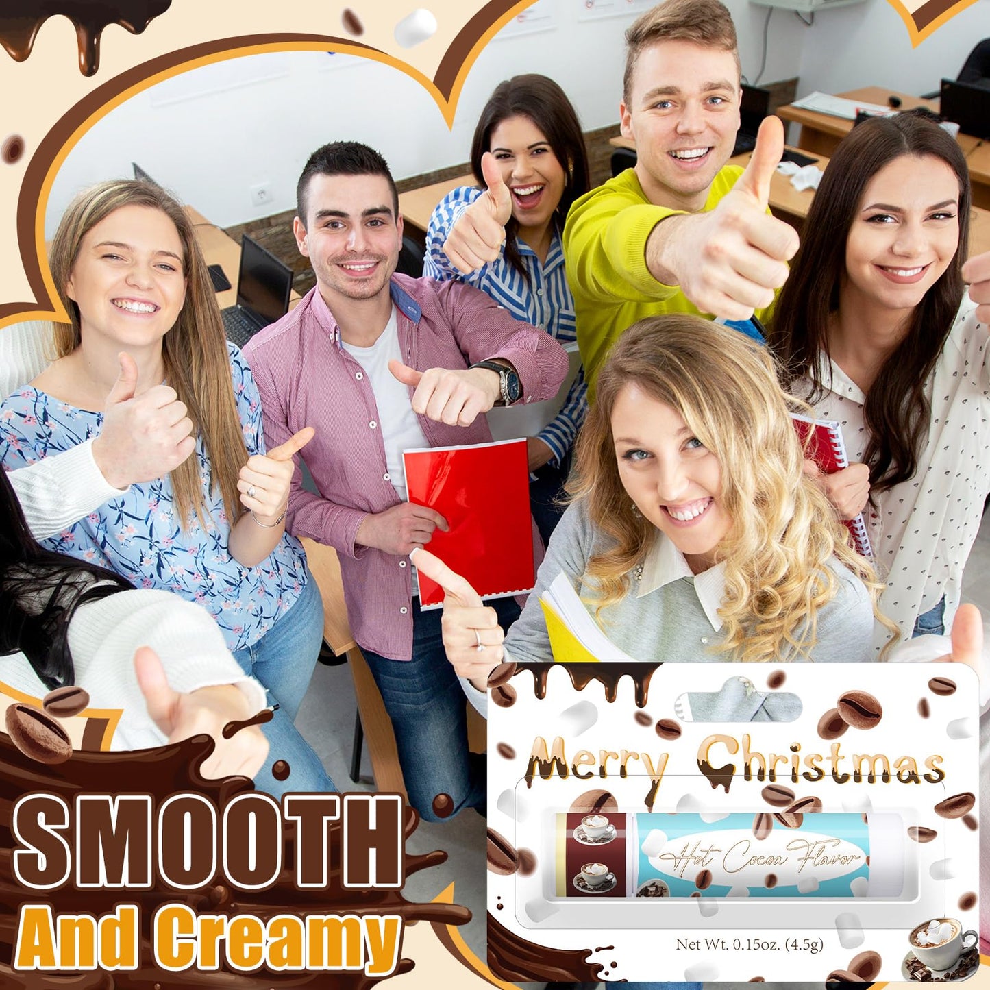 Sacubee 50 Pcs Christmas Lip Balms Bulk Peppermint Candy Flavor Lip Balm Holiday Gingerbread Hot Cocoa Cookie Cinnamon Flavor Christmas Party Gifts Stocking Stuffers for Women Employee Coworkers