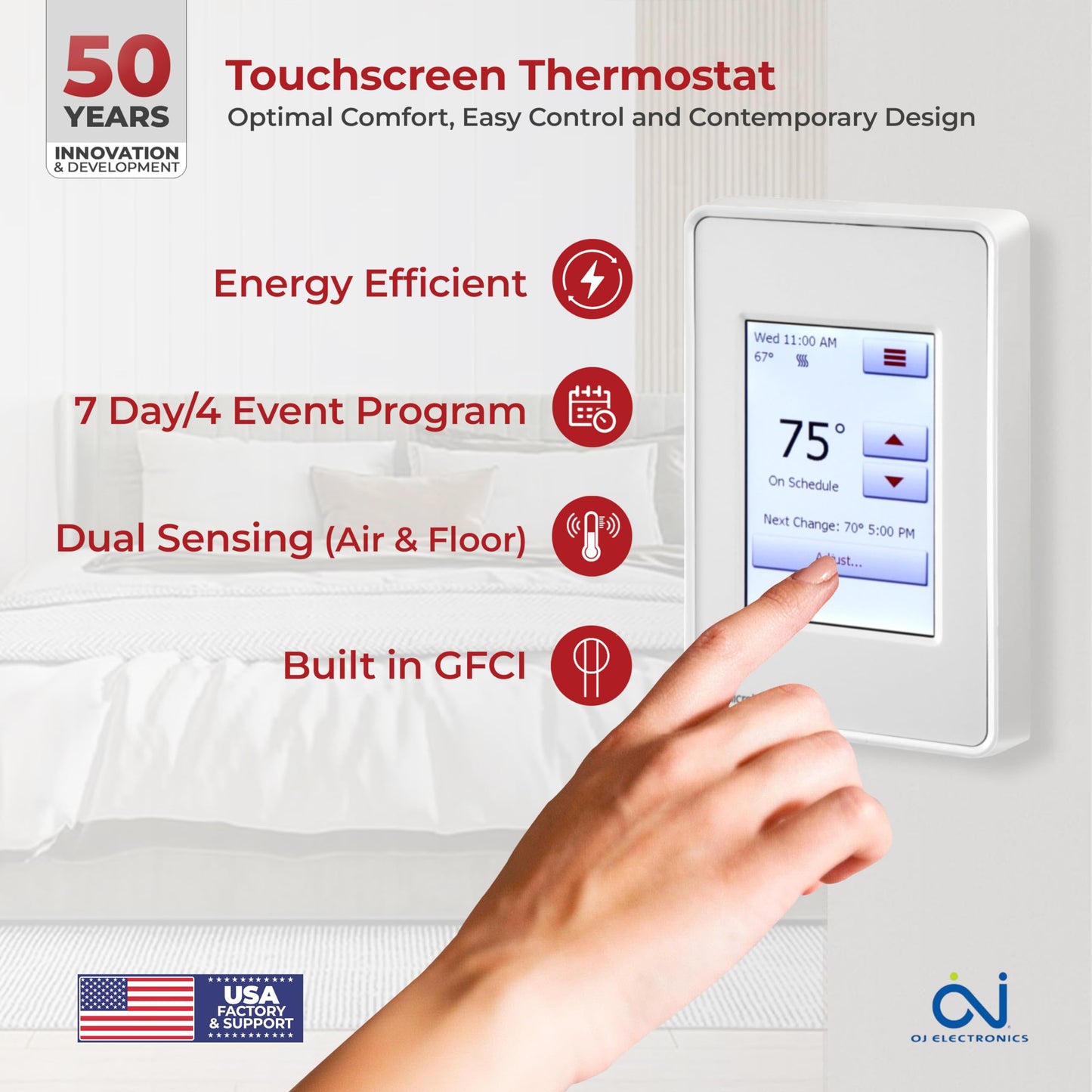 LuxHeat 25sqft Electric Radiant Floor Heating System - 120v Under Floor Heating System Includes UDG4 Programmable Thermostat w/GFCI, Heater Cable, Tile Uncoupling Membrane, Flooring Sensor & Alarm