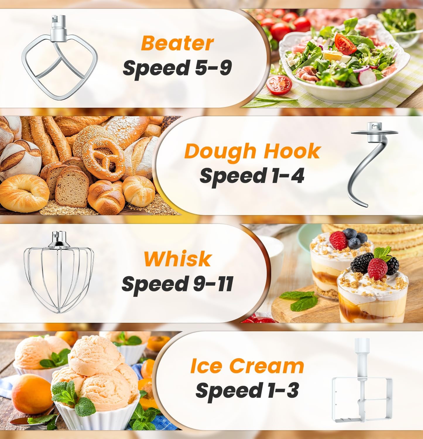 Bonnor Stand Mixer Set, 6QT Kitchen Mixer with LED Touchscreen, 11-Speed Tilt-Head Mixer with Timer, 4 Preset Menus, Stainless Steel Bowl, Dough Hook, Whisk, Beater,Plus 2QT Ice Cream Maker Attachment