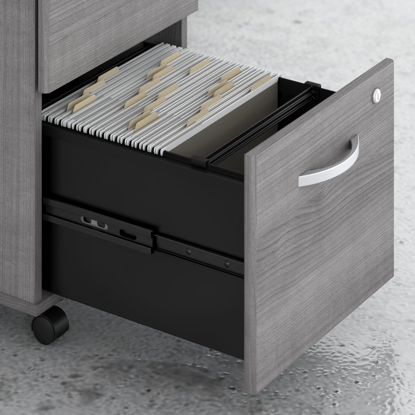 Bush Business Furniture Echo 3 Drawer Mobile File Cabinet in Gray Sand, Portable Document Storage Solution for Home and Professional Office