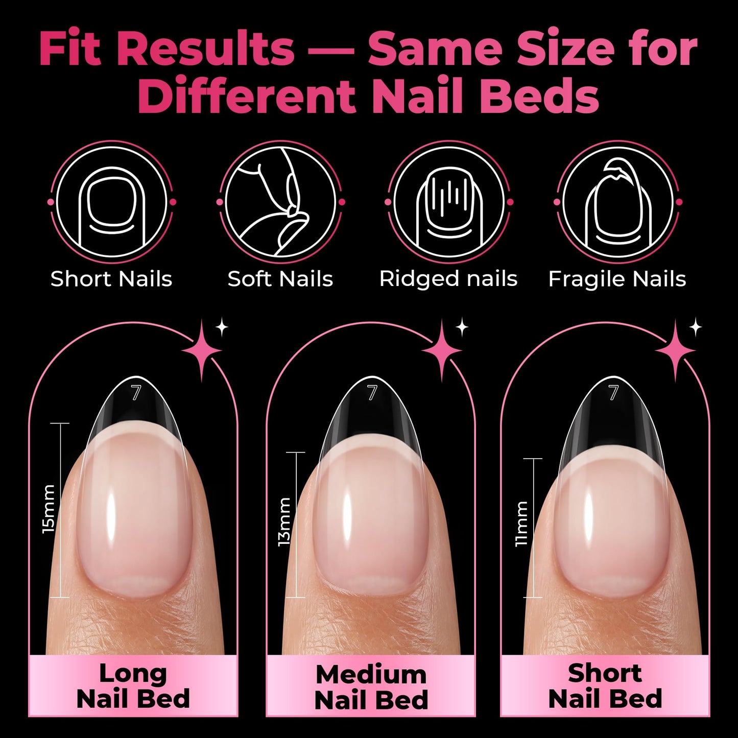 UNA GELLA Short Almond Nail Tips: 450PCS Short Fake Acrylic Nail Tips 15 Sizes Soft Pre-shape Press On Nails Almond For Full Cover Nails Extension Home DIY Salon