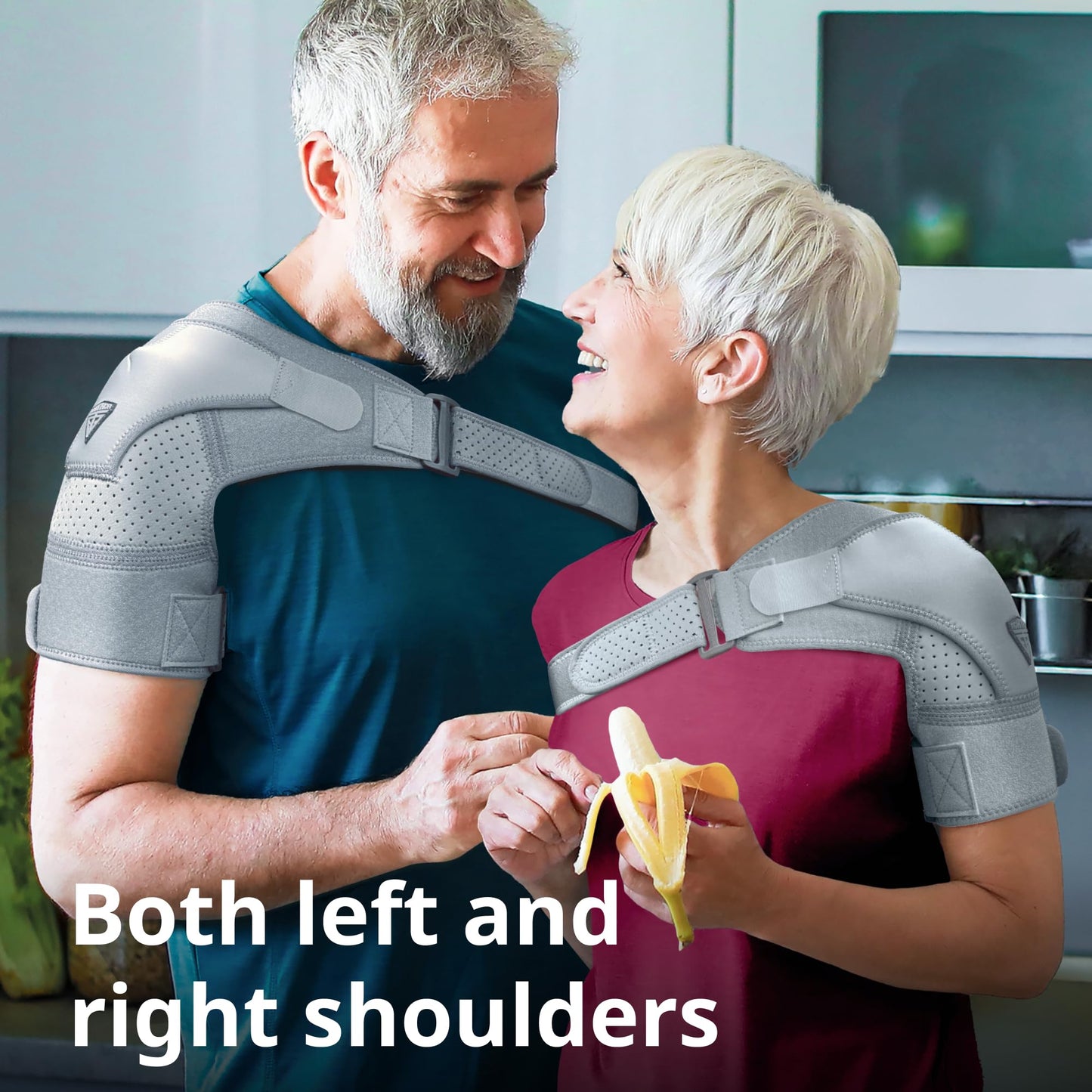 FIGHTECH Rotator Cuff Shoulder Brace for Women and Men - 2 Sizes - Shoulder Support - Pain Relief - Gray - Small (Chest 29-35" Bicep 9-12"")"