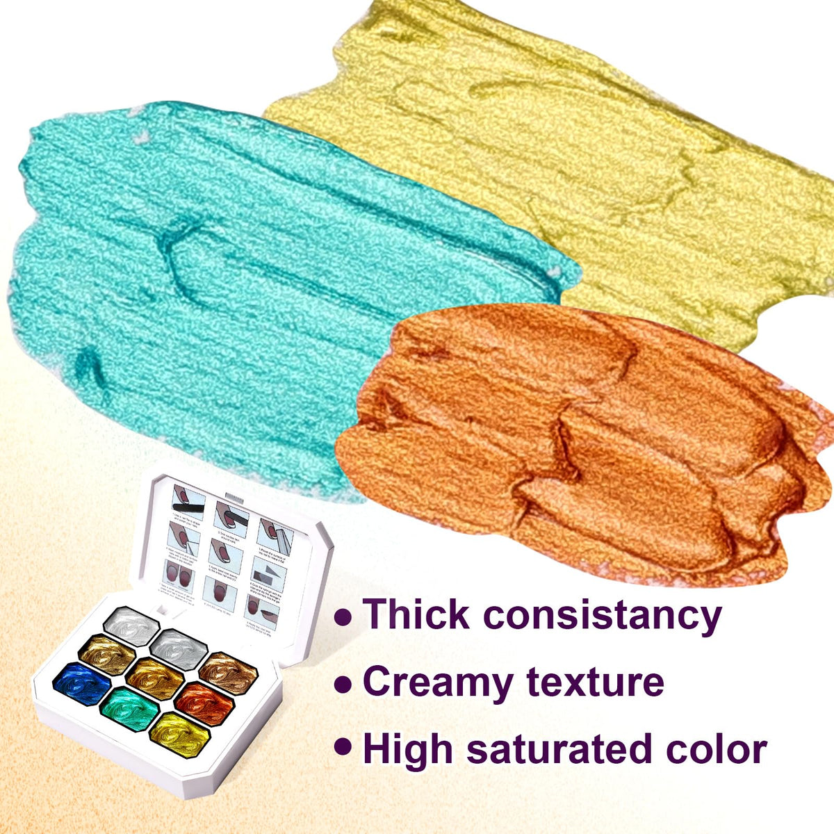 U-Shinein Gradient Painting Gel, 9 Colors Ombre Gel Nail Polish Gold Silver Metallic Effect Pigment Pat Aura Nails French Manicure Soak Off UV Long-lasting Home Salon DIY Nail Art Satin Metal(01)