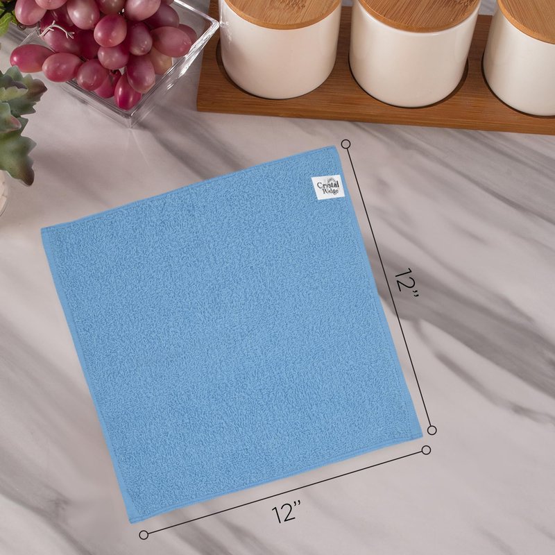Crystal Ridge Cotton Wash Cloths 10 Pack - Washcloths for Showering, Face and Body, Soft and Highly Absorbent Multipurpose Towels for Bathroom, Kitchen, Spa and Gym - Wash Rags 12 x12 (Pastel)