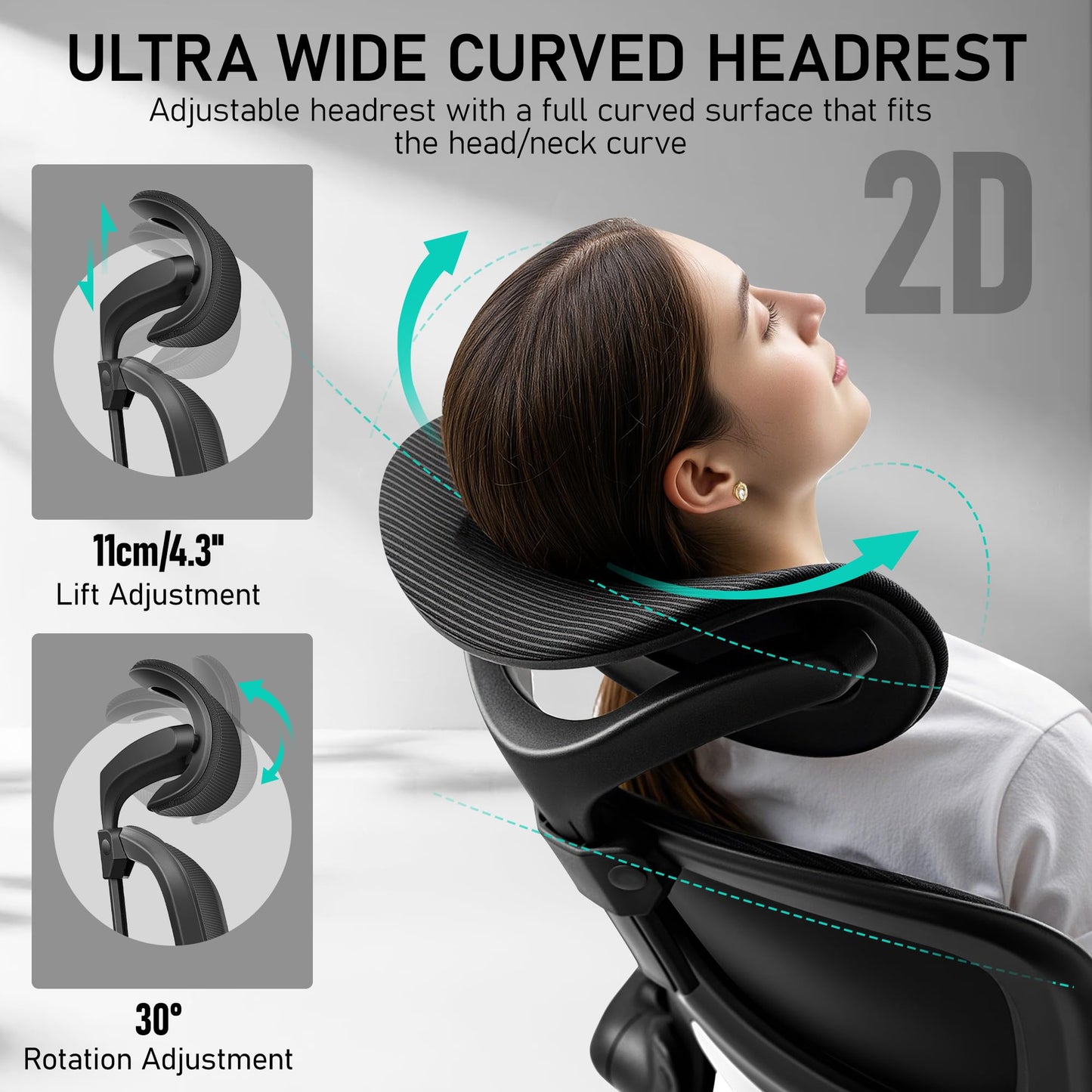 BESTFAIR High Back Ergonomic Office Chair, Breathable Mesh Desk Chair with Lumbar Support, Adjustable Headrest, Flip-up Armrests, Computer Gaming Chair, (Black, 1Pack)