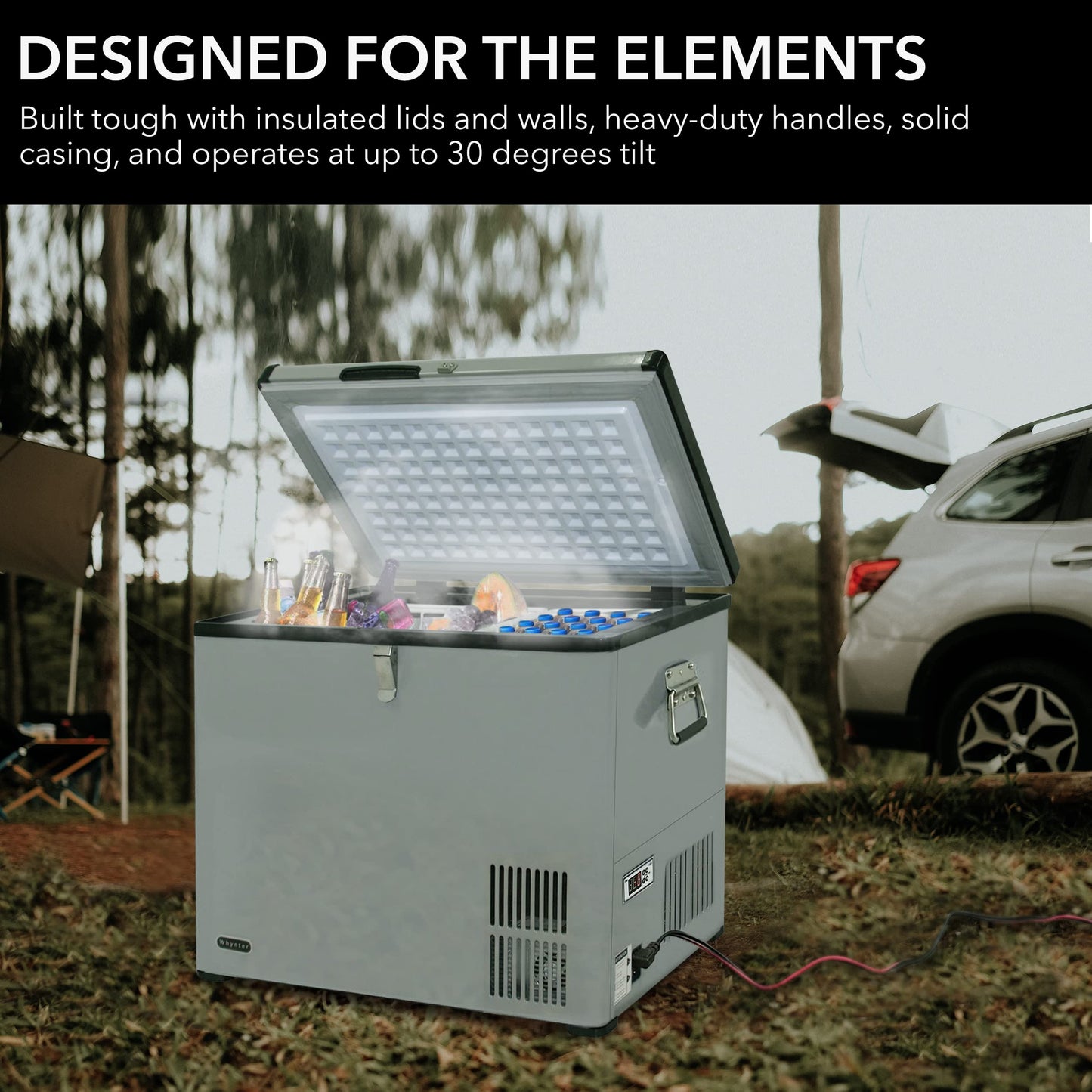Whynter 45 Qt. Portable Refrigerator / Portable Freezer for Travel - Chest Freezer / Fridge for Car, Camping, RVs & More, -8°F to 50°F Temperature Range, AC 110V/ DC 12V, FM-45G, Gray