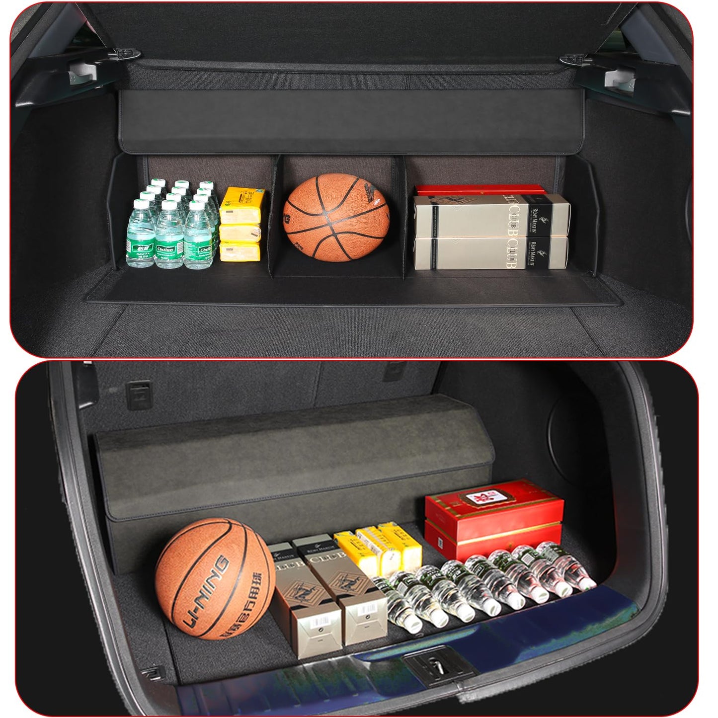 JIEREPU Trunk Organizer for Ford Explorer 2020-2025 - Black Alcantara Leather Storage Box, Tailored Precision, Maximize Your Storage, Large Foldable Trunk Organizer Boxs with 3 Compartments