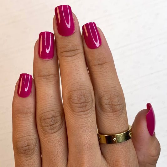 GLOSSY MAGENTA Press-On Nails by Lavaa Beauty | Medium Square | Magenta Purple Pink Glossy Nails
