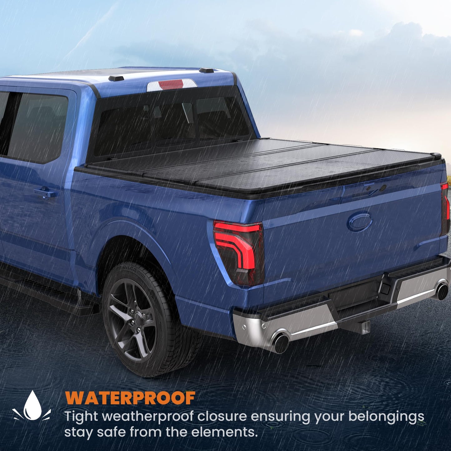 KUIPERAUTO 5.5FT Hard Tri Truck Bed Tonneau Cover Compatible for Ford F150 2009-2014 Styleside (Not for Flareside) Bed 66Inch