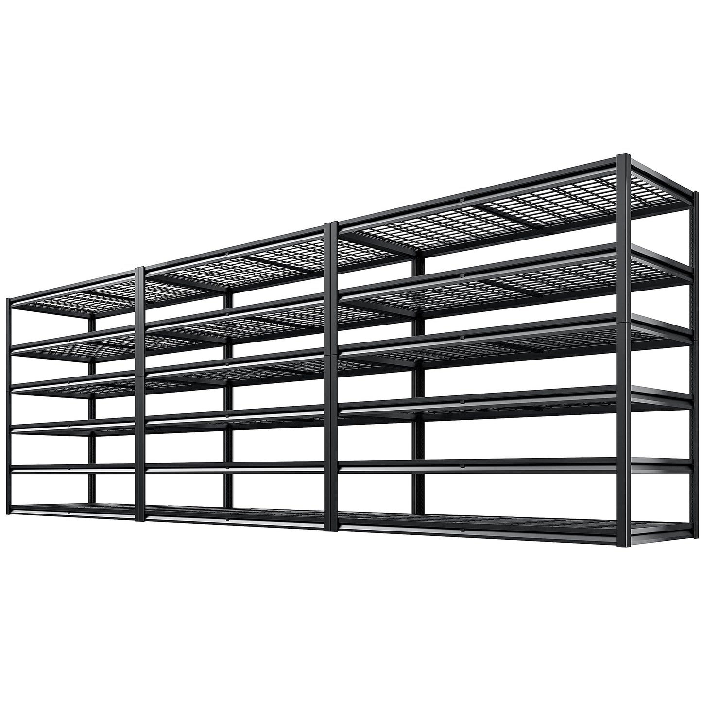 REIBII 3500LBS Garage Shelving, Adjustable Storage Shelves Heavy Duty, 6 Tier Heavy Duty Shelving, Metal Shelving Unit for Warehouse, Basement, Industrial, 55" W x 26" D x 84" H, Black, 3 Pack