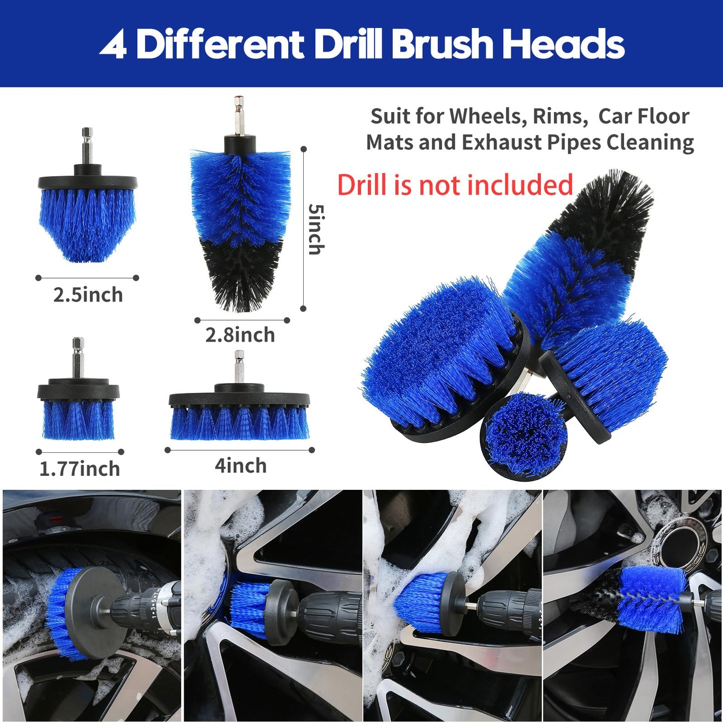 Qydipclin 42Pcs Car Detailing Kit, Car Detailing Brush Set, Car Wash Cleaning Kit, Car Detailing Brushes, Professional Car Care Kit for Interior Exterior Wheels, Blue
