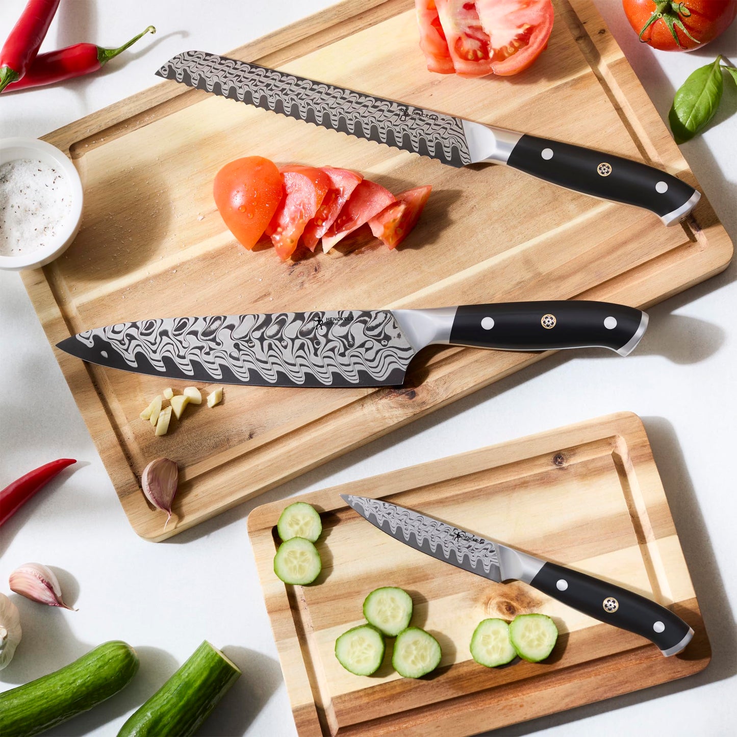 HENCKELS Compass Damascus 3-pc Starter Damascus Knife Set