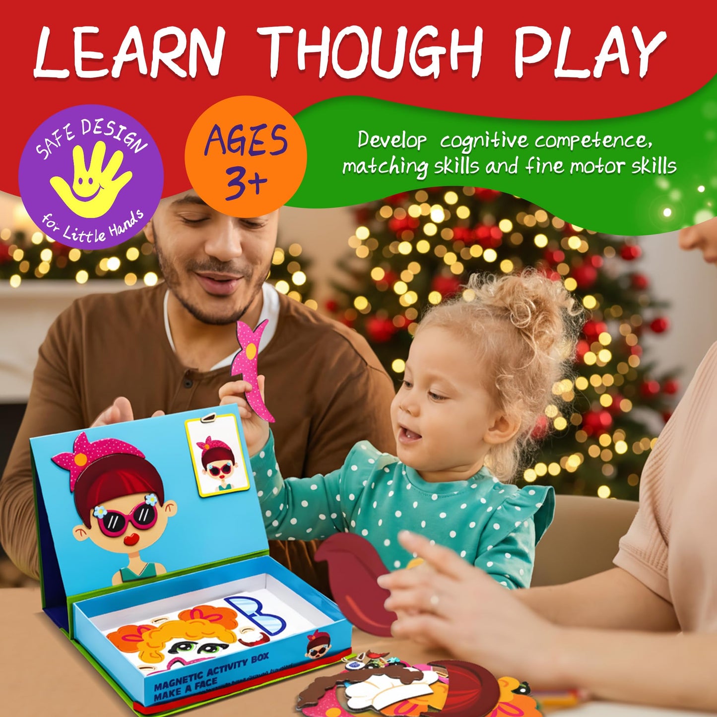 ROHSCE Magnetic Puzzles for Kids- Educational Magnetic Book, Crazy Face Dress-Up Game & Preschool Toddler Learning Activities, Travel-Friendly STEM Toy, Fun Fridge Magnets for Toddlers 1-3 3-12