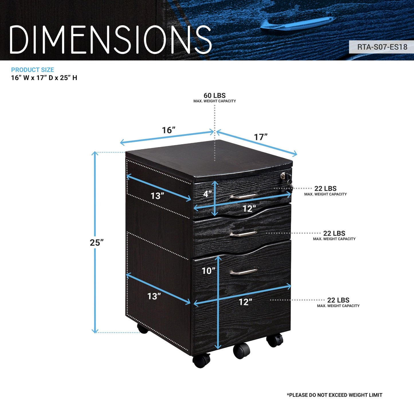 3 Drawer Rolling File Cabinet with Lock, Under Desk File Cabinet with Wheels, Printer Stand, Mobile Printer Shelf, Espresso Brown