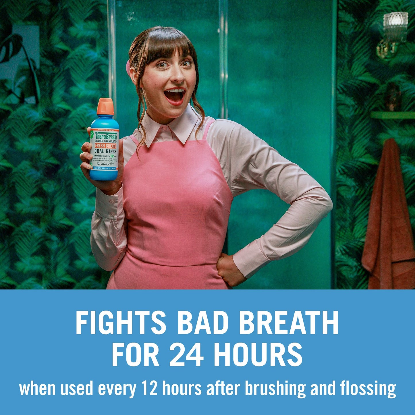 TheraBreath Dentist Formulated Fresh Breath Oral Rinse, Mild Mint, 3 Fl Oz (Pack of 6) and Mouthwash, ICY Mint, 16 Fl Oz (Pack of 2)