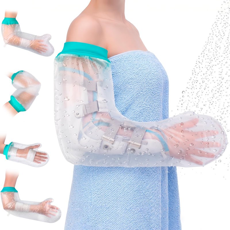 Waterproof Cast Covers for Shower Arm, Reusable Soft Adult Long Arms Protector Bag after Surgery, Comfortable Durable Showering Sleeve for Wound Hands/Wrist/Elbow/Finger, Recovery Supplies Gifts