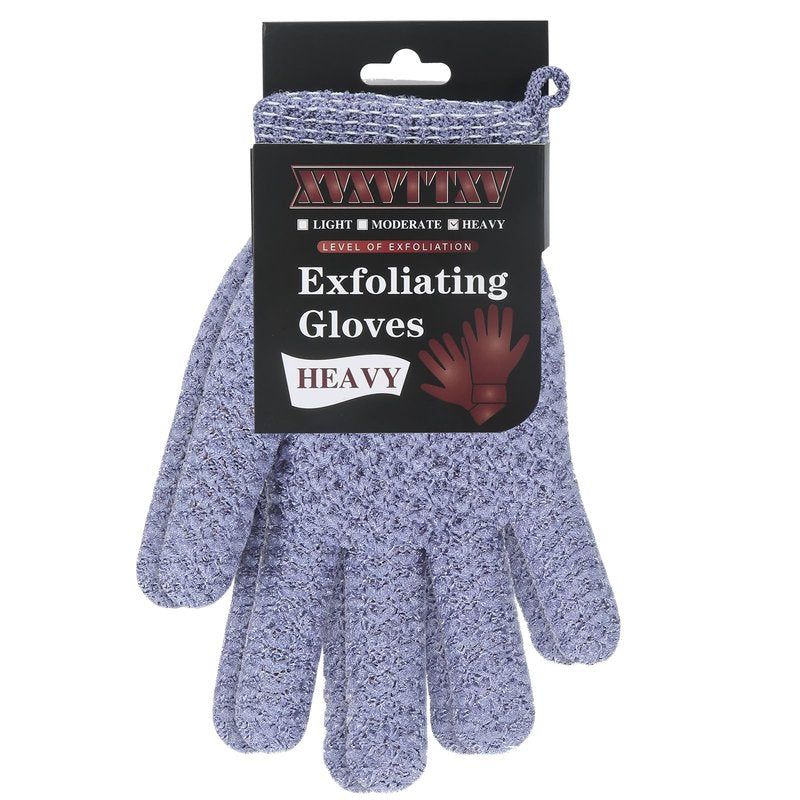 Exfoliating Dual Texture Bath Gloves for Shower Spa Massage and Body Scrubs, Dead Skin Cell Remover, body scrubber with Hanging Loop