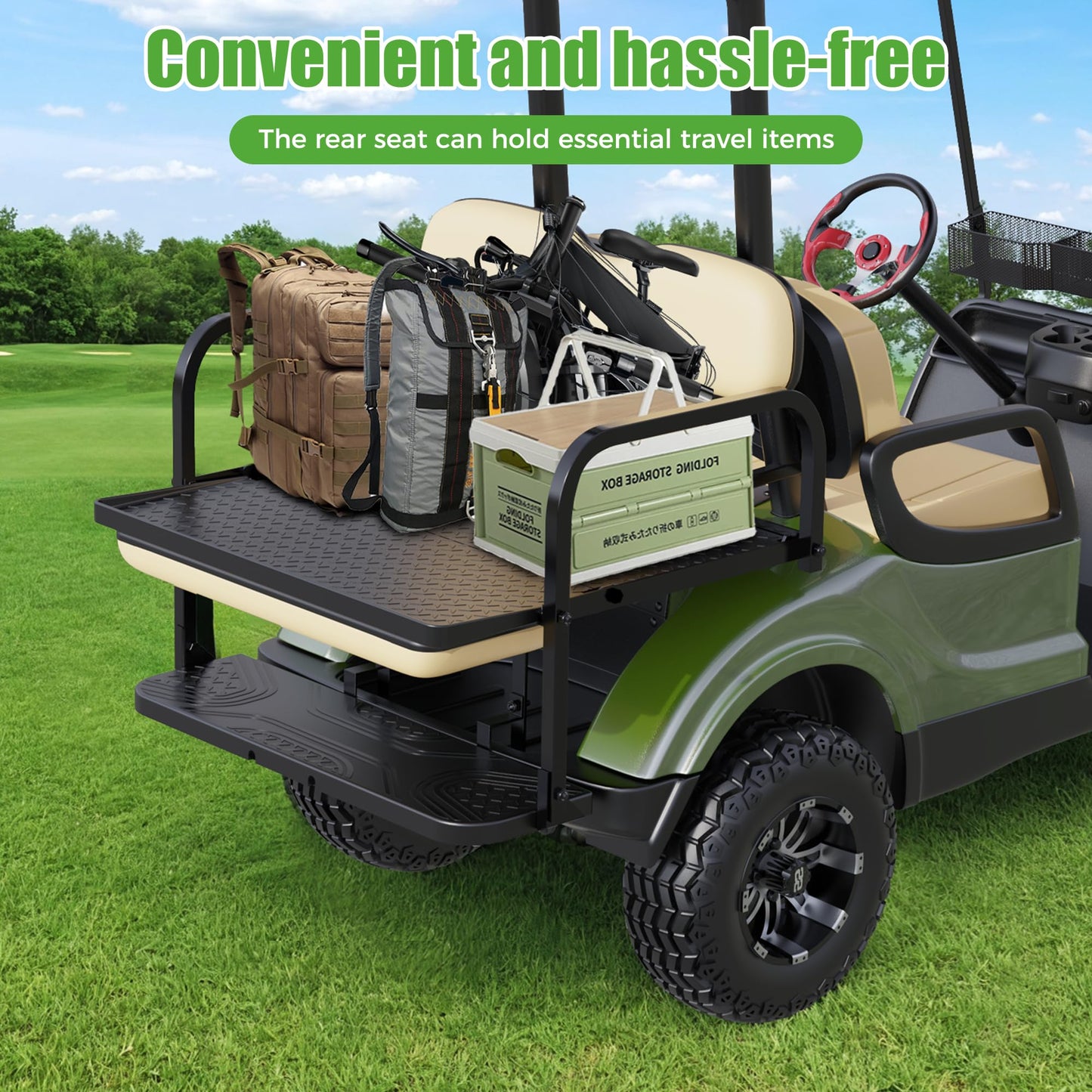 10L0L Golf Cart Rear Seat Kit- Golf Cart Flip Folding Rear Back Seat for Yamaha G29
