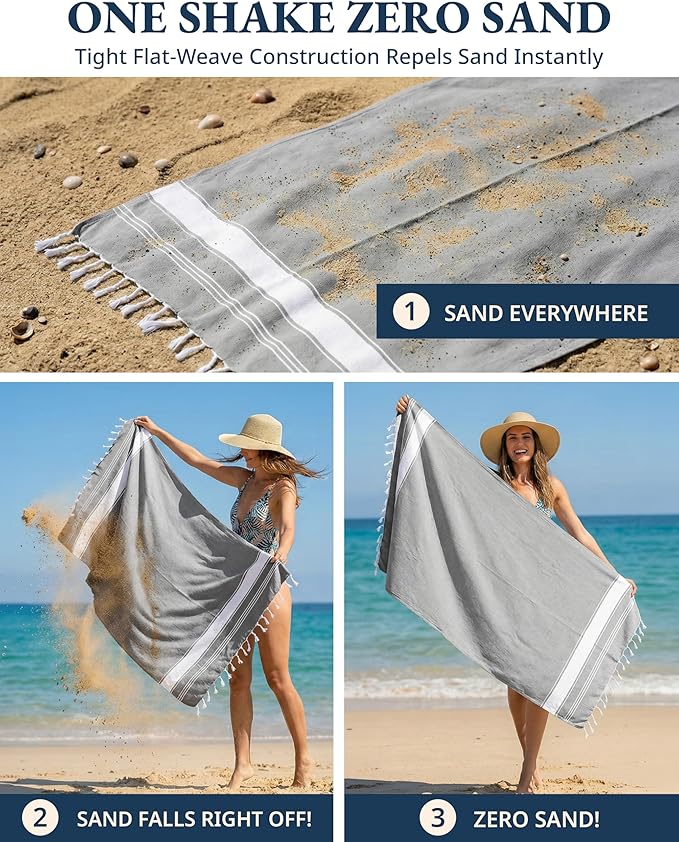 LANE LINEN Beach Towel, 2 Pack Beach Towels Oversized, 39"x71", Quick Dry Pool Towels for Adults, Absorbent Sandproof, Lightweight Travel Beach Towel - Alloy