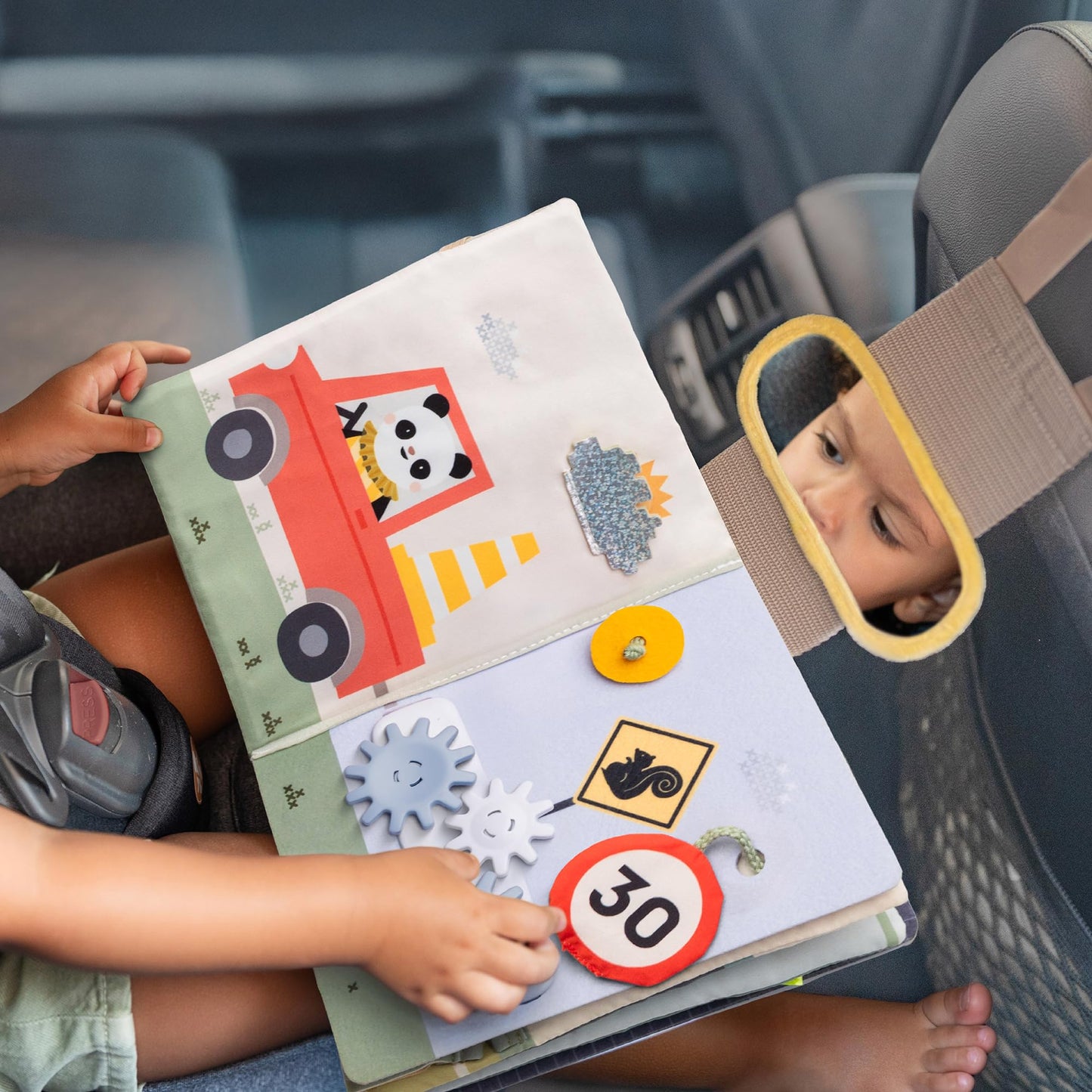Taf Toys Car seat Toys Busy Book for Toddlers 1-3, Montessori Quiet Activity Books Travel Toy with 15 Activities - Montessori Toys Busy Board for baby - Boy Toys Girl Birthday Gift Travel activity car