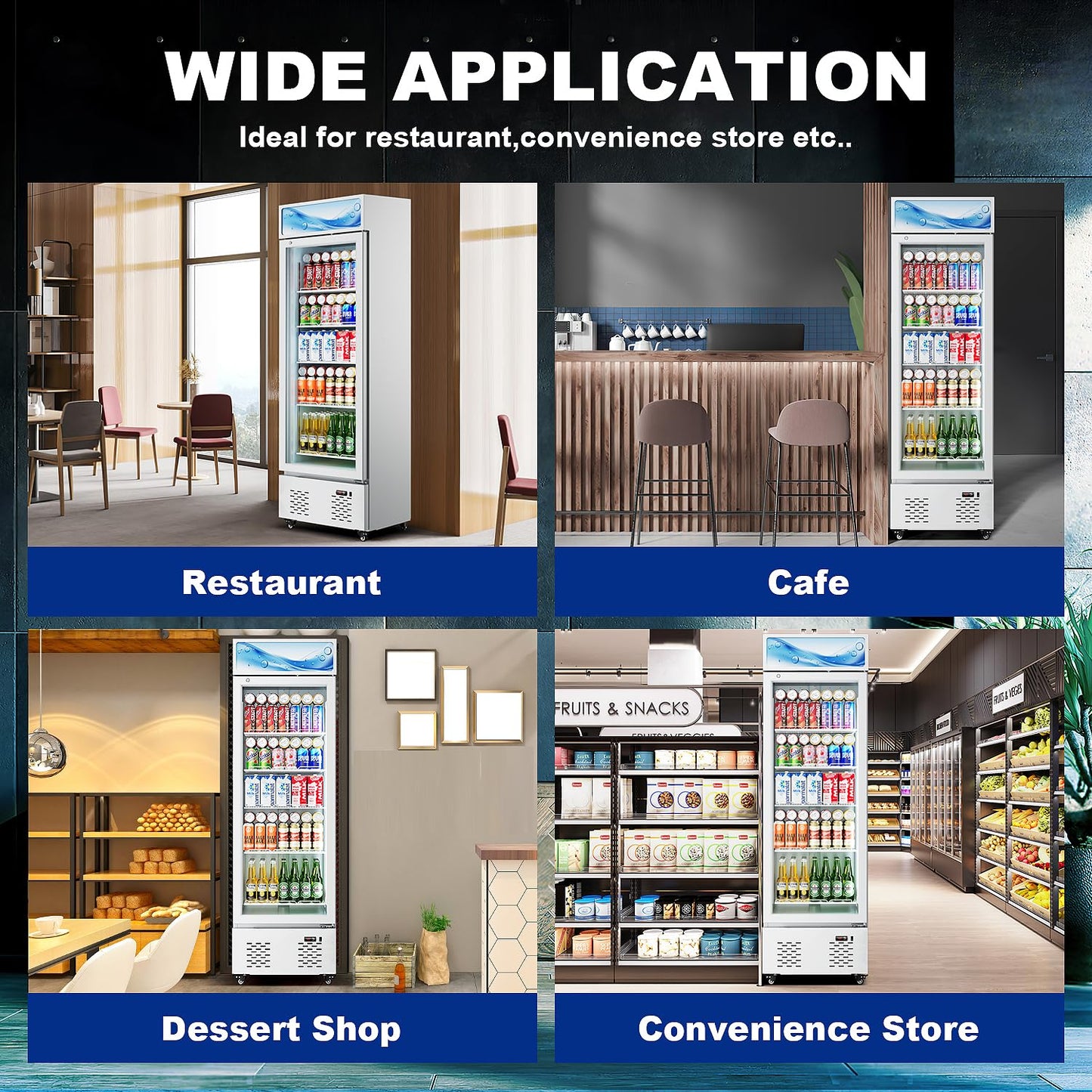 ECEVT 11 Cu.Ft Commercial Beverage Refrigerator Glass Door Drink Cooler with Soft Light and 5 Shelves, Display Refrigerator for Restaurant Store Cafe Bar, White