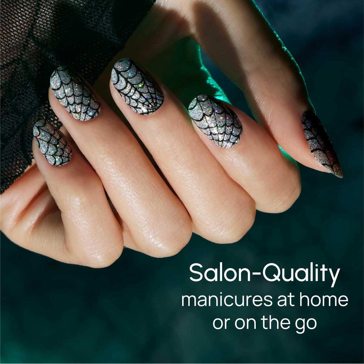 Color Street - Widow’s Glow Nail Polish Strips - Real Nail Polish Stickers for Costume, Cosplay, Party & Festival Looks - 16 Double-Ended Strips