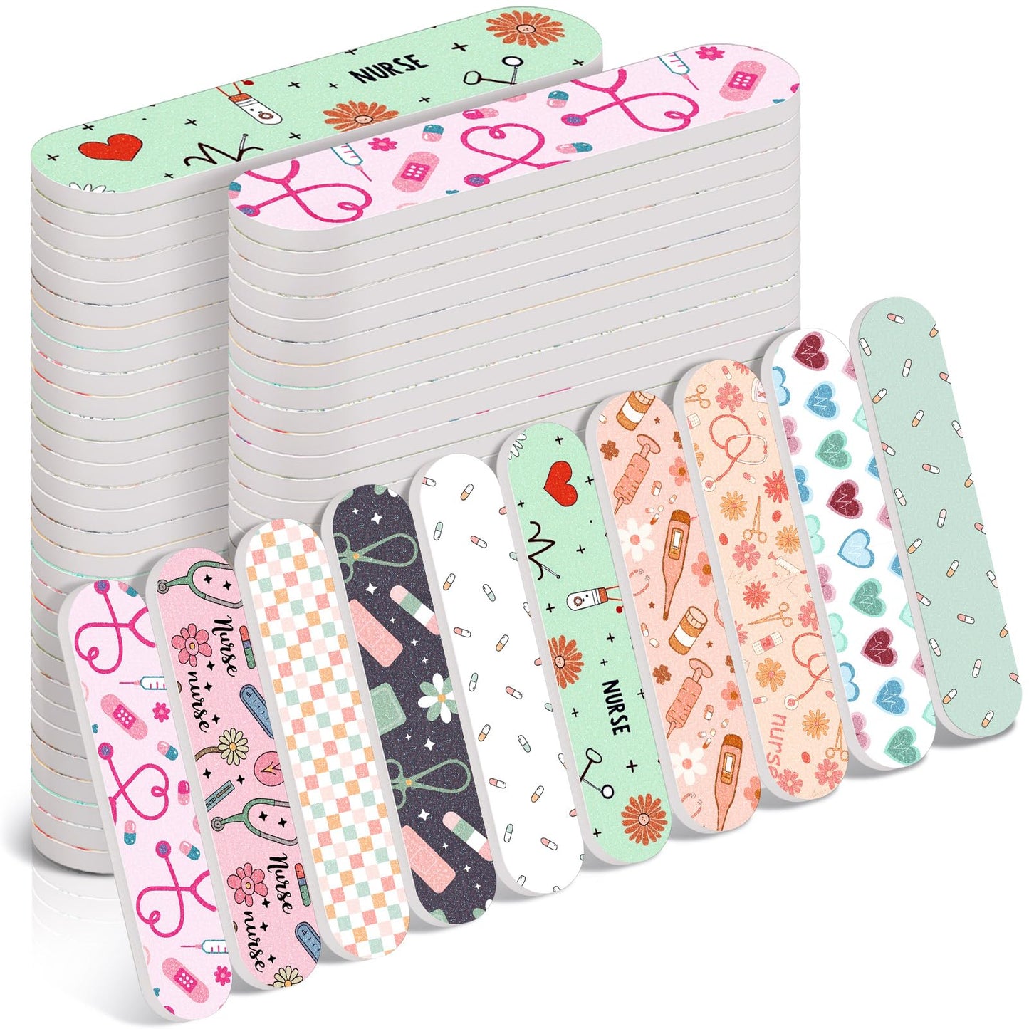 Lanties 50 Pcs Nurse Gifts for Women Bulk Nurse Appreciation Gifts Rn Appreciation Nail File Bulk Mini Nursing Emery Board Nail Files for Nurses' Week Female Dental Medical Assistant
