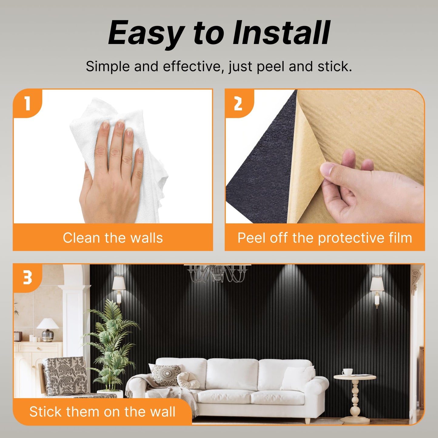 Coolfat 4-Pack Dual-layer Thickened Acoustic Wall Panels Self-adhesive, 47"x23.6"x0.72" High Density Large Soundproof Panels for Walls, Peel and Stick Panel, Interior Wall Décor, Black