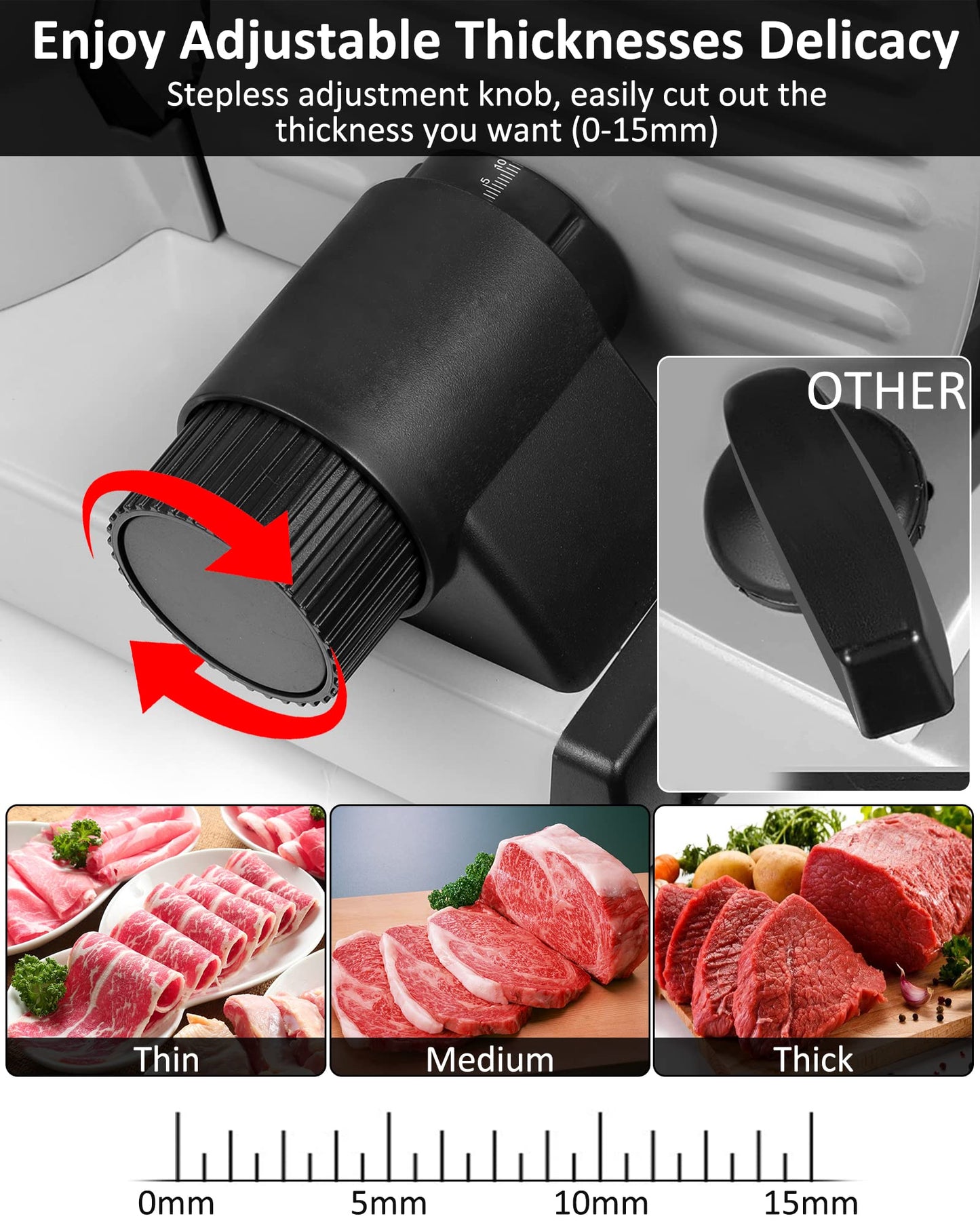 200W Meat Slicer Machine for Home Use,Deli Slicer with 2 Removable 7.5'' Stainless Steel Blades,Adjustable Dial for 0-15mm, Electric Food Slicer for Meat, Cheese, Bread,Child Lock,Easy to Clean,gift