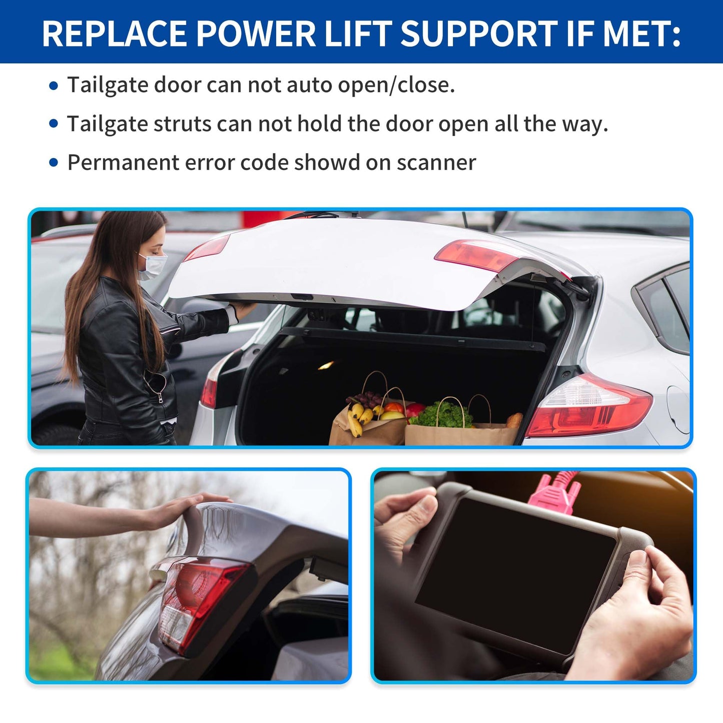 X AUTOHAUX Rear Left Right Tailgate Power Lift Support for BMW X5 F15 F85 2015-2016 Liftgate Power Hatch Shock Strut No.51247294469/51247294470 Electric Trunk Power Liftgate 1 Pair