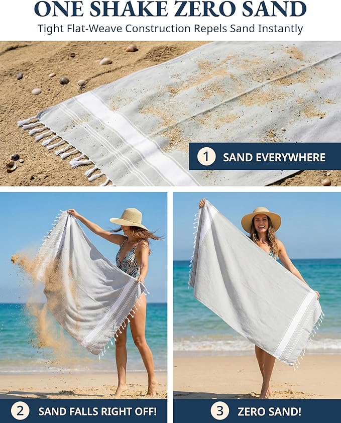 LANE LINEN Turkish Towels Set of 6, Beach Towels Oversized, Pre-Washed Pool Towel, Extra Large Beach Towel, Sandproof Beach Towel, Absorbent Travel Towel,39"x71" - Beach Party