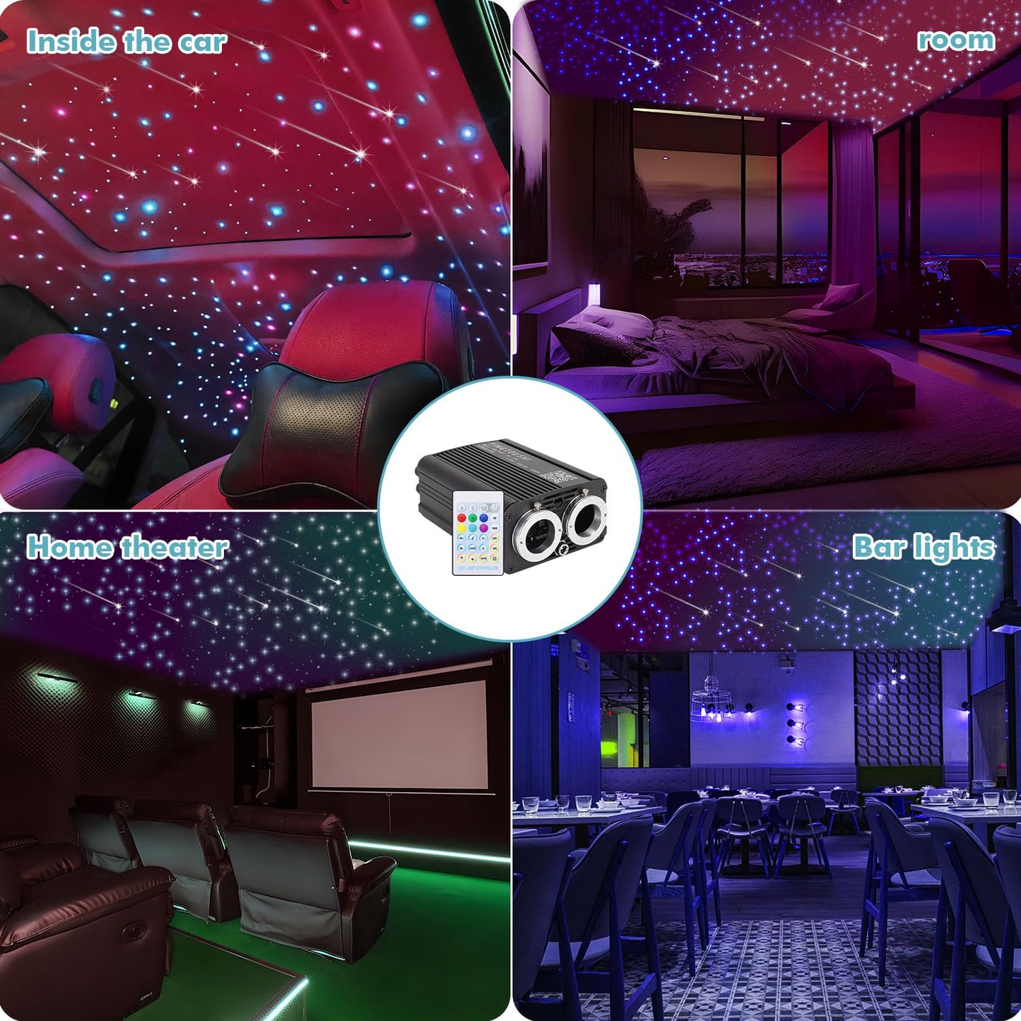 Twinkle Headliner Star Light Kit,1200Pcs*0.03in*9.8ft Ceiling Fiber Optic Lights with Meteor Shooting Star Effect Music Mode RGBW Sound Activated for Car Roof Home Ceiling