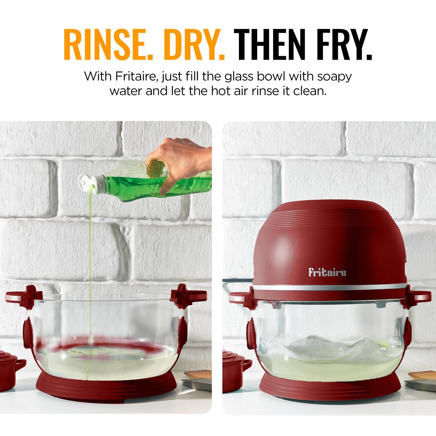 Non Toxic Air Fryer™ Pro | 9-in-1 Glass Air Fryer | Self-Cleaning | 5 Quart | Rotisserie and Tumbler | 400F Vortex For Even Cooking, BPA-Free Teflon Free, Recrisp, Roast, Bake, Cherry