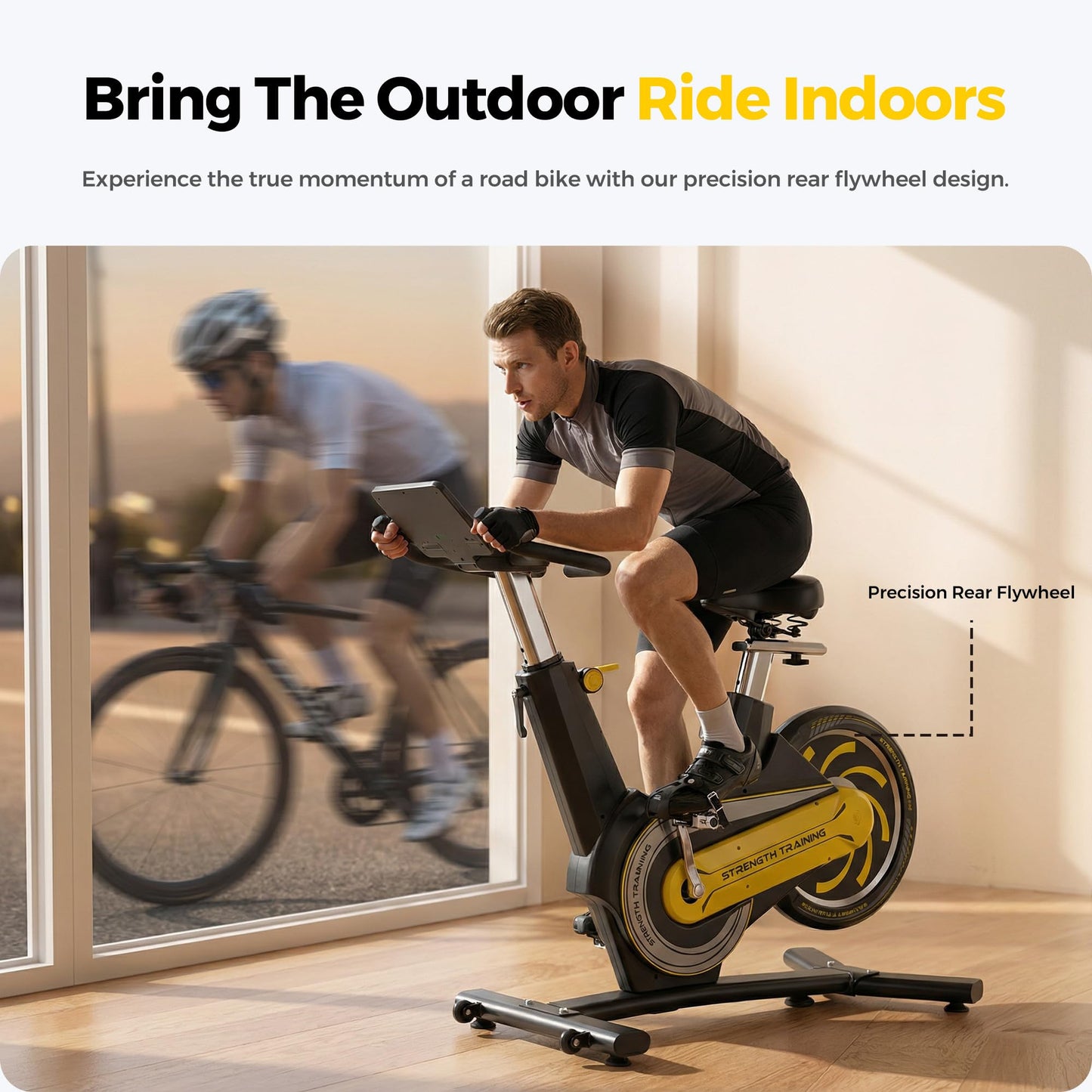 ZAZARI Semi-Commercial Exercise Bike 350 lbs Capacity, Magnetic Stationary Bikes for Home Gym with Multi-Grip Handlebar, Comfortable Seat, Silent Belt Drive, Rear Flywheel & Tablet Holder