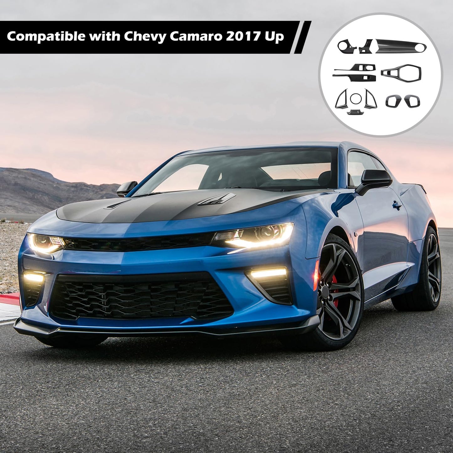RT-TCZ for Camaro Carbon Fiber Interior Trim Kit, Dash Cover Trim Bezel for Chevy Camaro 2016-2024 Carbon Fiber Interior Accessories 12pcs