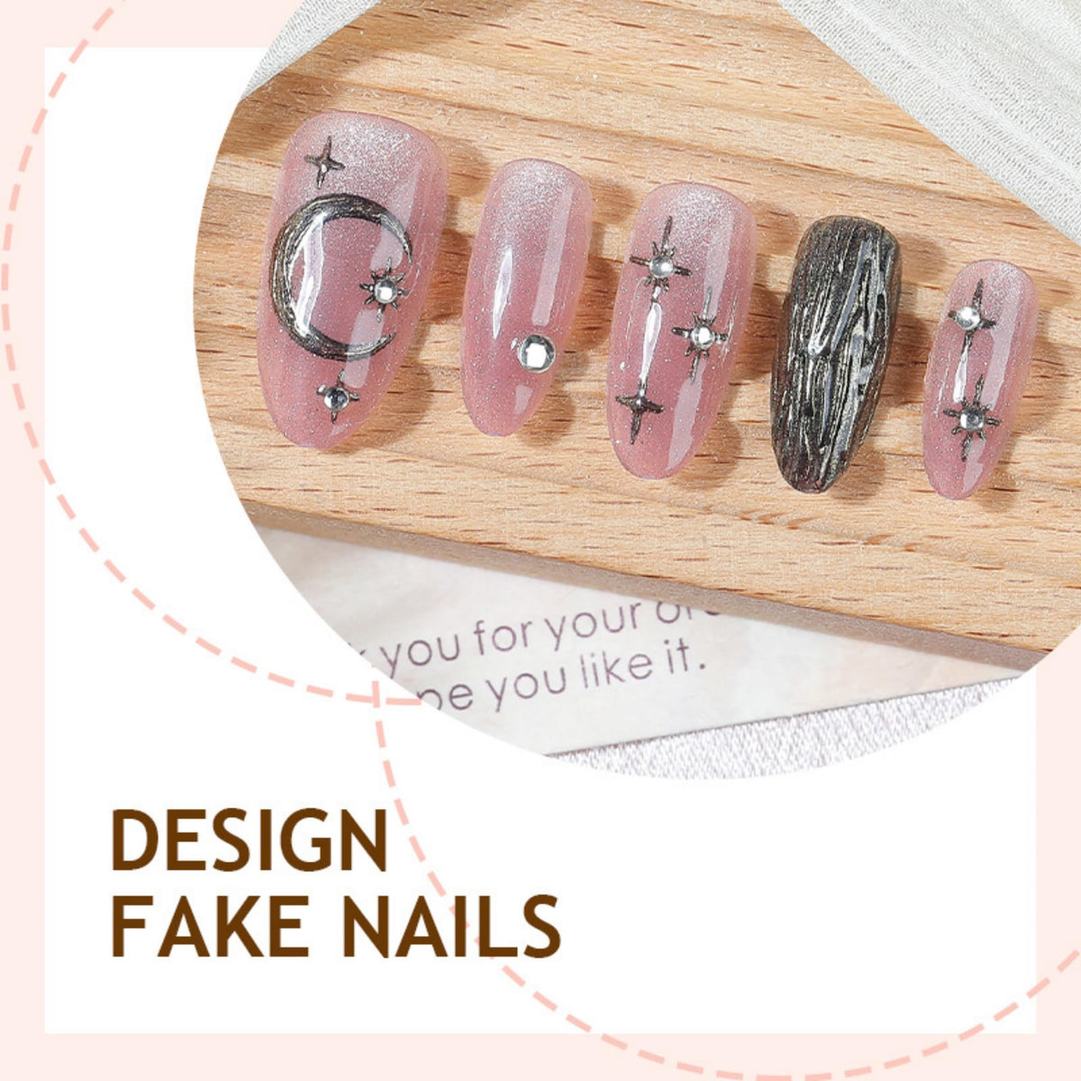 Medium Press on Nails Almond Fake Nails Cat eyeAcrylic Nail Press ons SEENEEY Silver Moon and Stars Designs Cat eye Stick on Nail for Women 30pcs