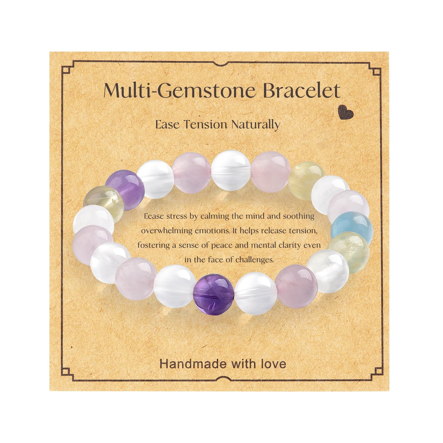 BaronCara Amethyst Healing Crystal Bracelet - Chakra Blessing & Protection Jewelry for Women - multi-crystal bracelet
