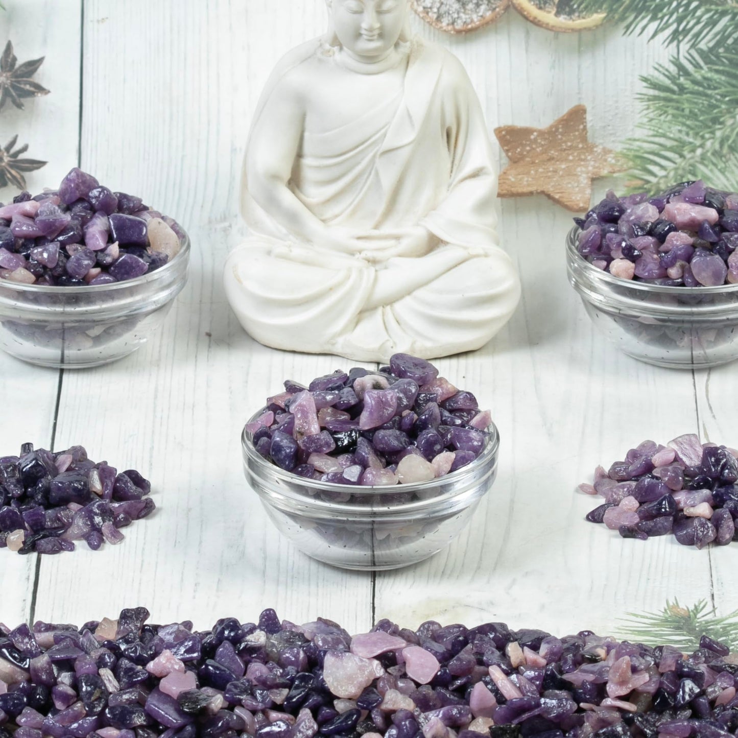 Crocon 1/2 LB Crushed Lepidolite Chips Bulk Stones 1100+ Carats Natural Quartz Pieces Irregular Shape Gemstones for House Warming Gifts New Home and Chakra healing crystals Home Decor gifts for women