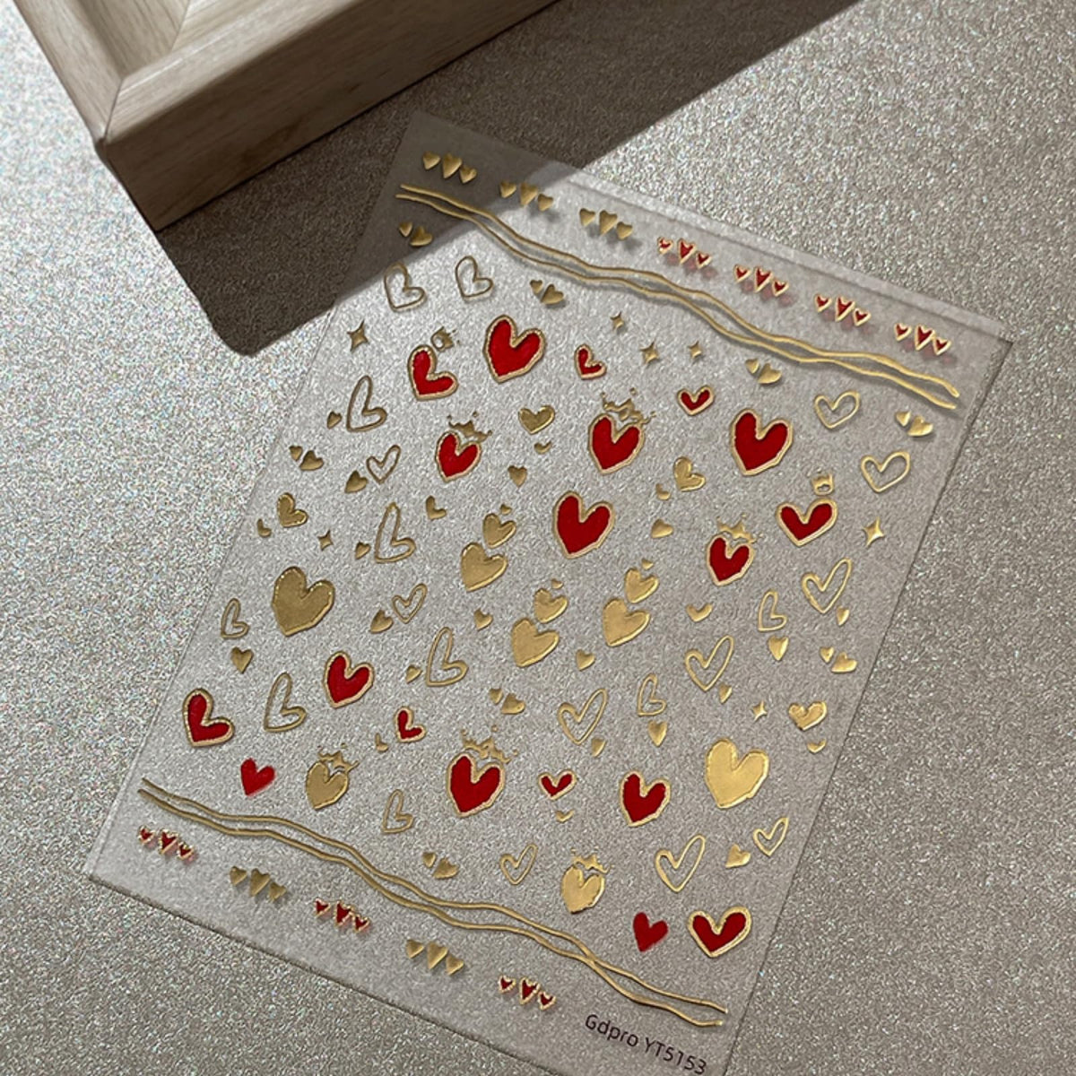 Heart Nail Stickers 5D Embossed Gold Nail Art Stickers Self Adhesive Design Red Love Nail Decals for Women Girls Valentines Day Manicure Supply Decoration 1 Sheets
