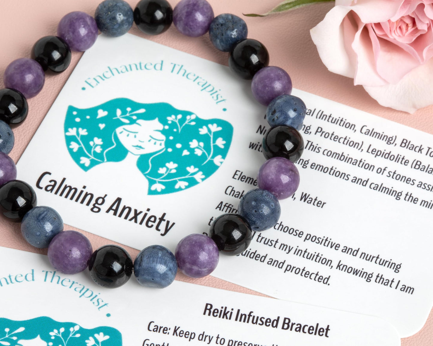 Enchanted Therapist Calming Anxiety Bracelet, Reiki Infused, Energy Bracelet, Reiki Gift, Reiki jewelry, Gemstone bracelets, Crystal bracelets
