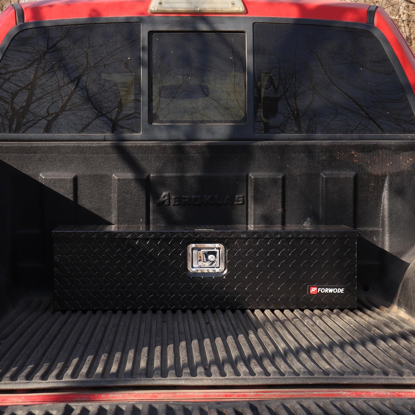 FORWODE 39 Inch Truck Bed Tool Box, Aluminum Heavy Duty Trailer Tool Box for Pickup Truck Bed RV, Toolbox Storage box with Handle and Lock - Black