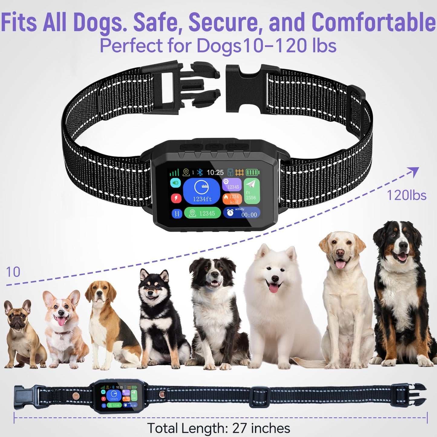 RAINLEOTI GPS Wireless Dog Fence – with Dog Collar & Free App, Custom GPS Fence, Beep/Vibration/Static Modes, IP67 Waterproof, Long Battery Life, for Dogs 10–120 lbs