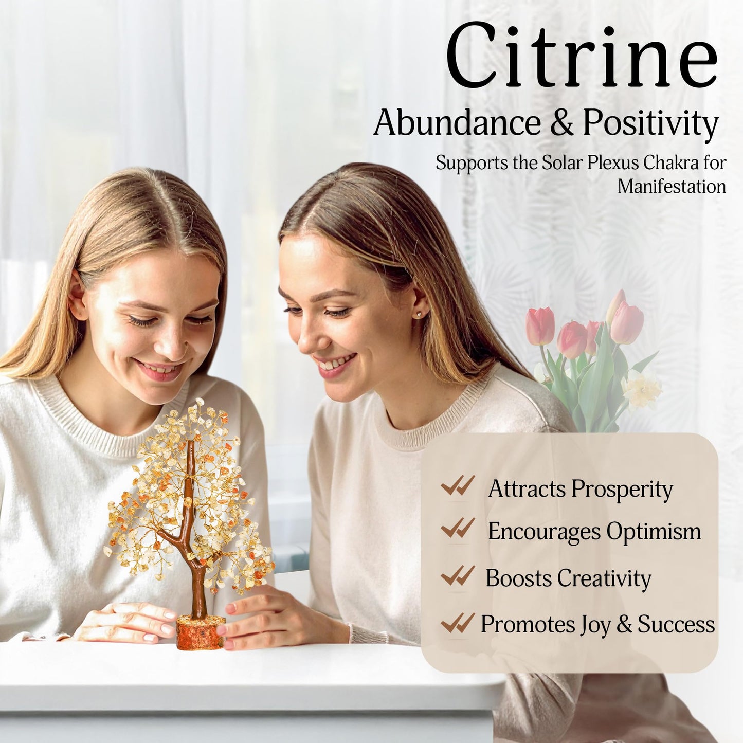 YATSKIA Citrine Crystal Tree of Life - Gemstone Tree - Citrine Crystal Stone Decor - Good Luck Gifts - Home Decor - Crystals Gifts